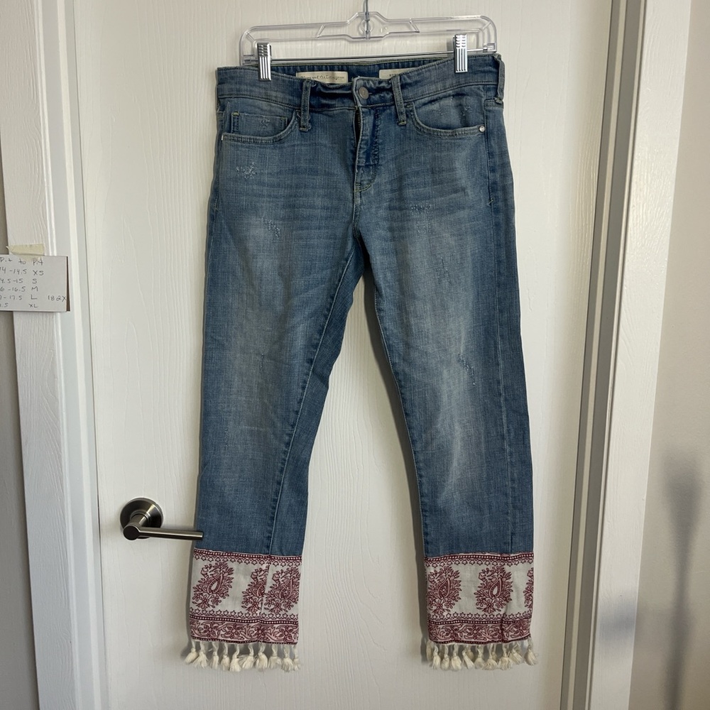 Pilcro and the Letterpress Blue Jeans with Red Trim